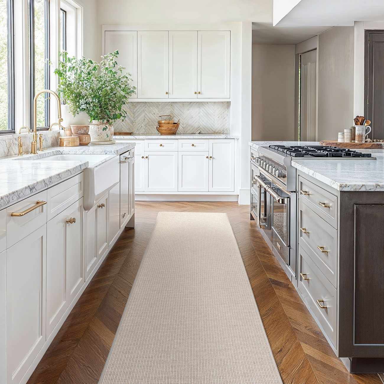 Gaze Beige Cut and Sew Custom Runner Rug