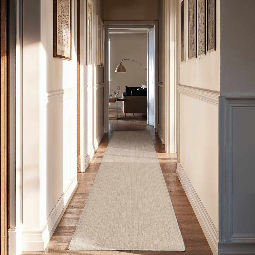 Hawkins Beige Diamond Cut and Sew Custom Runner Rug
