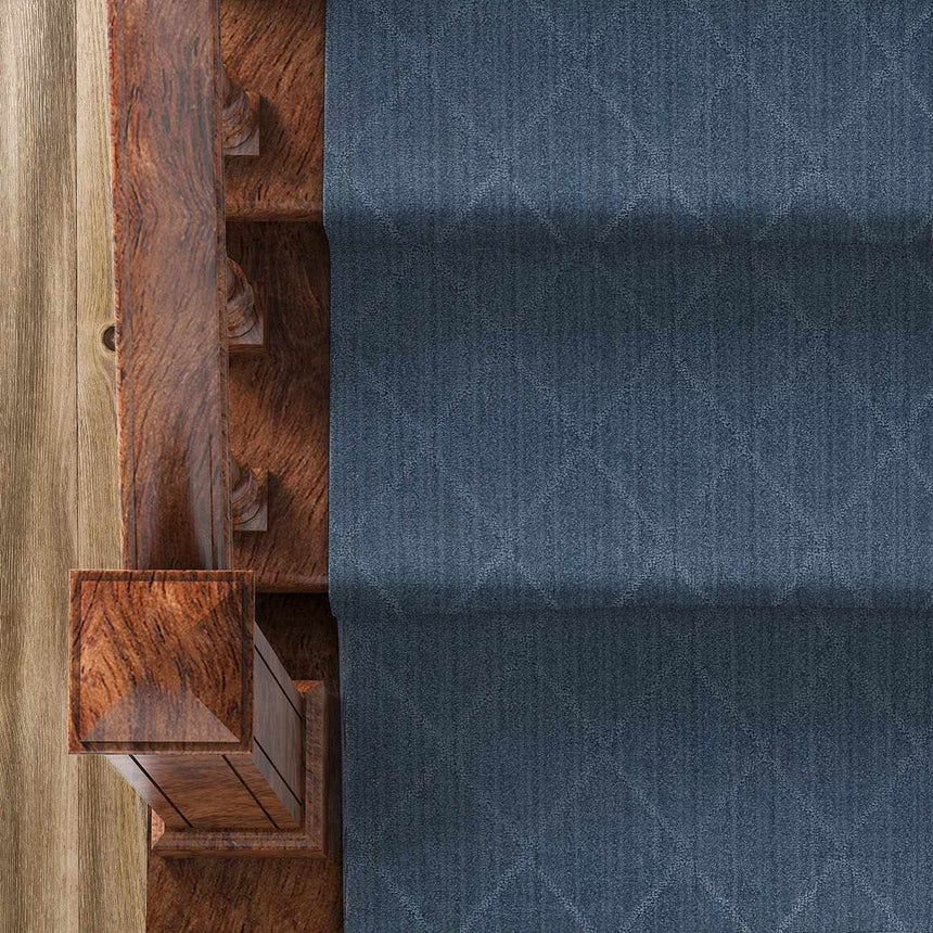 Hawkins Dark Blue Diamond Cut and Sew Custom Runner Rug
