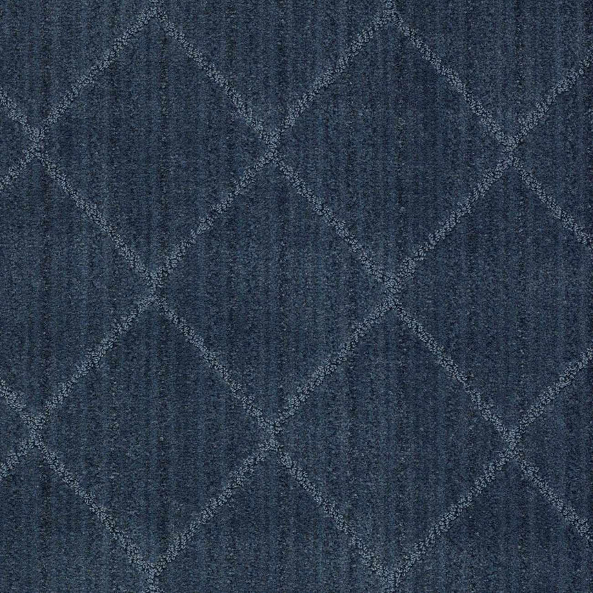 Hawkins Dark Blue Diamond Cut and Sew Custom Runner Rug