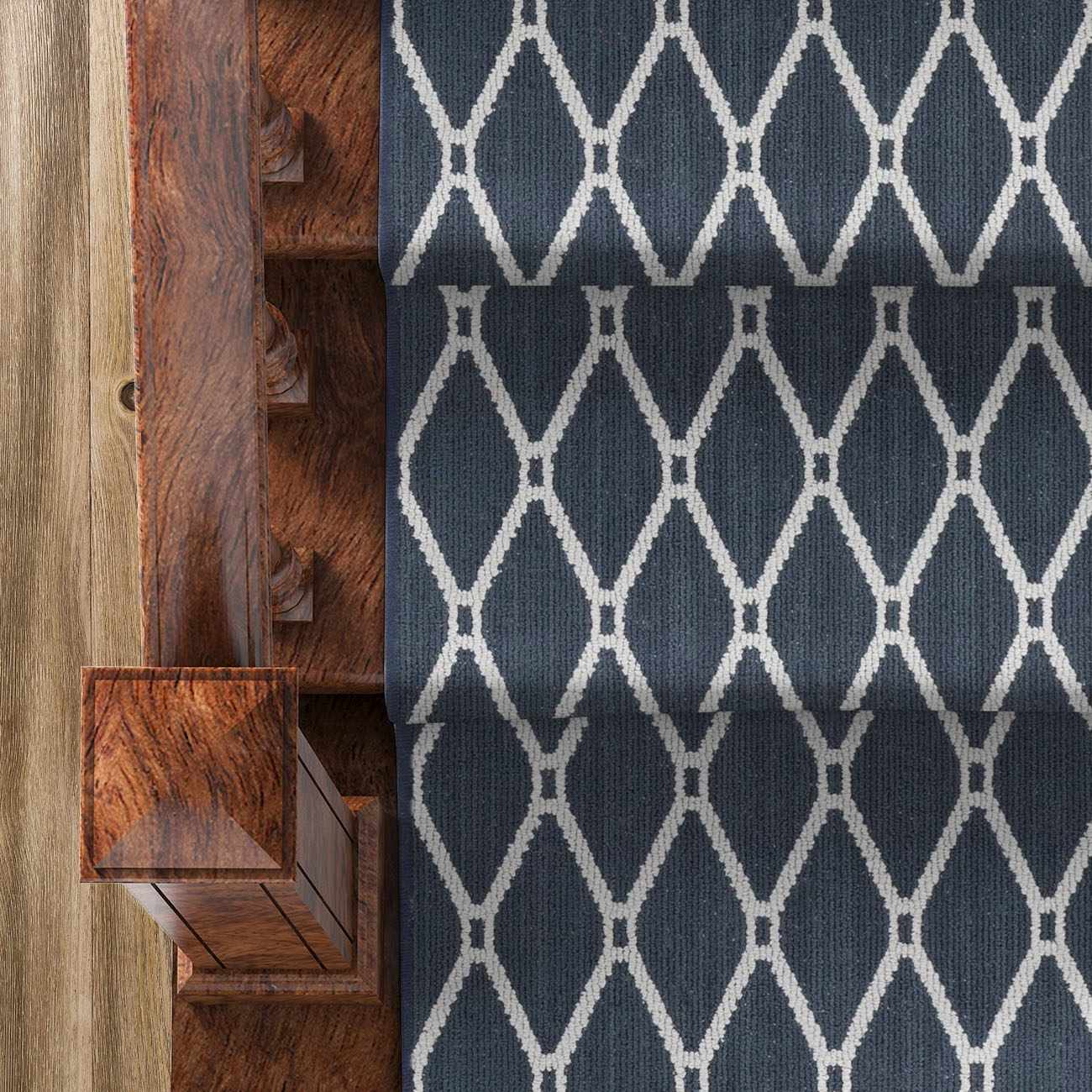 Leilani Dark Blue Cut and Sew Custom Runner Rug