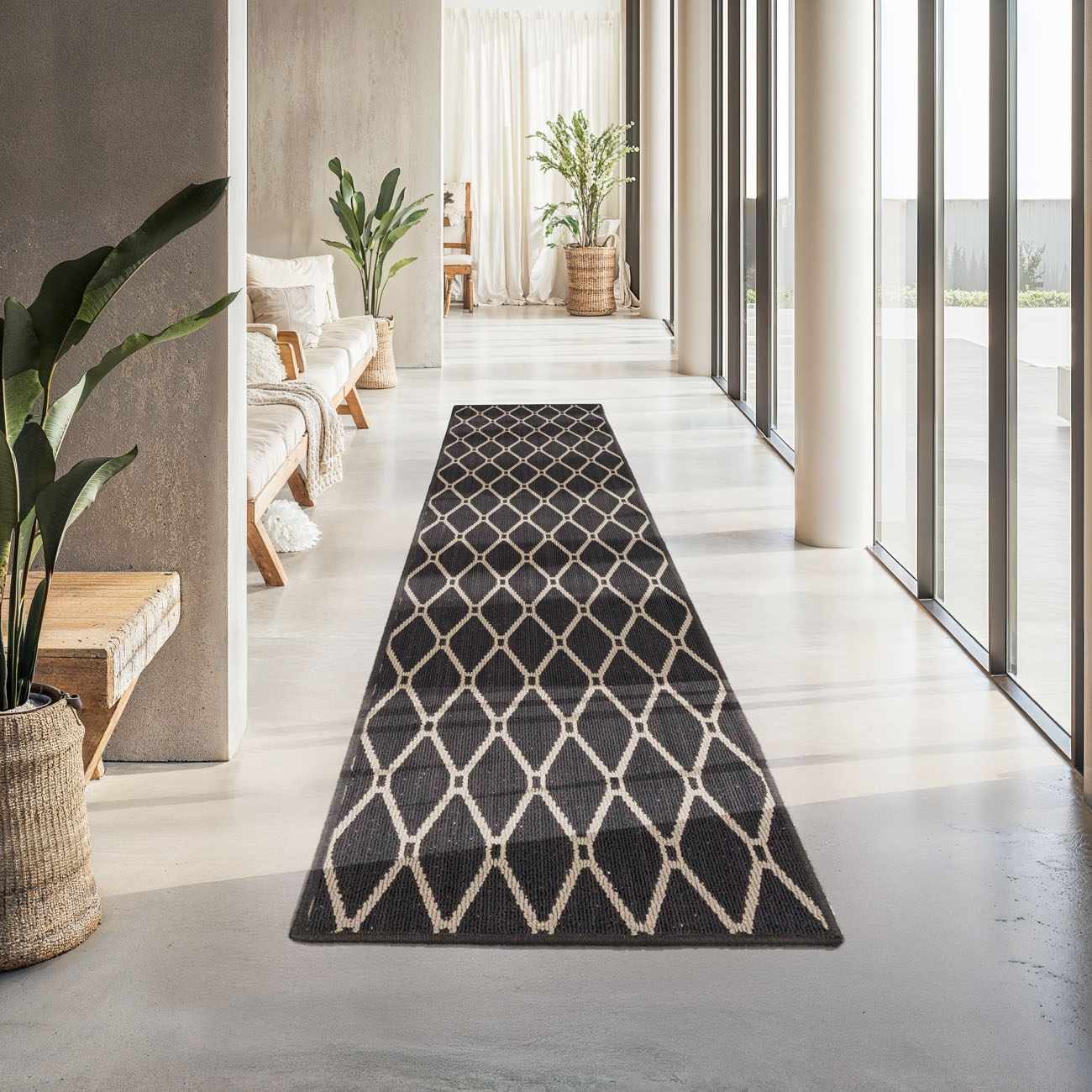 Leilani Black Cut and Sew Custom Runner Rug