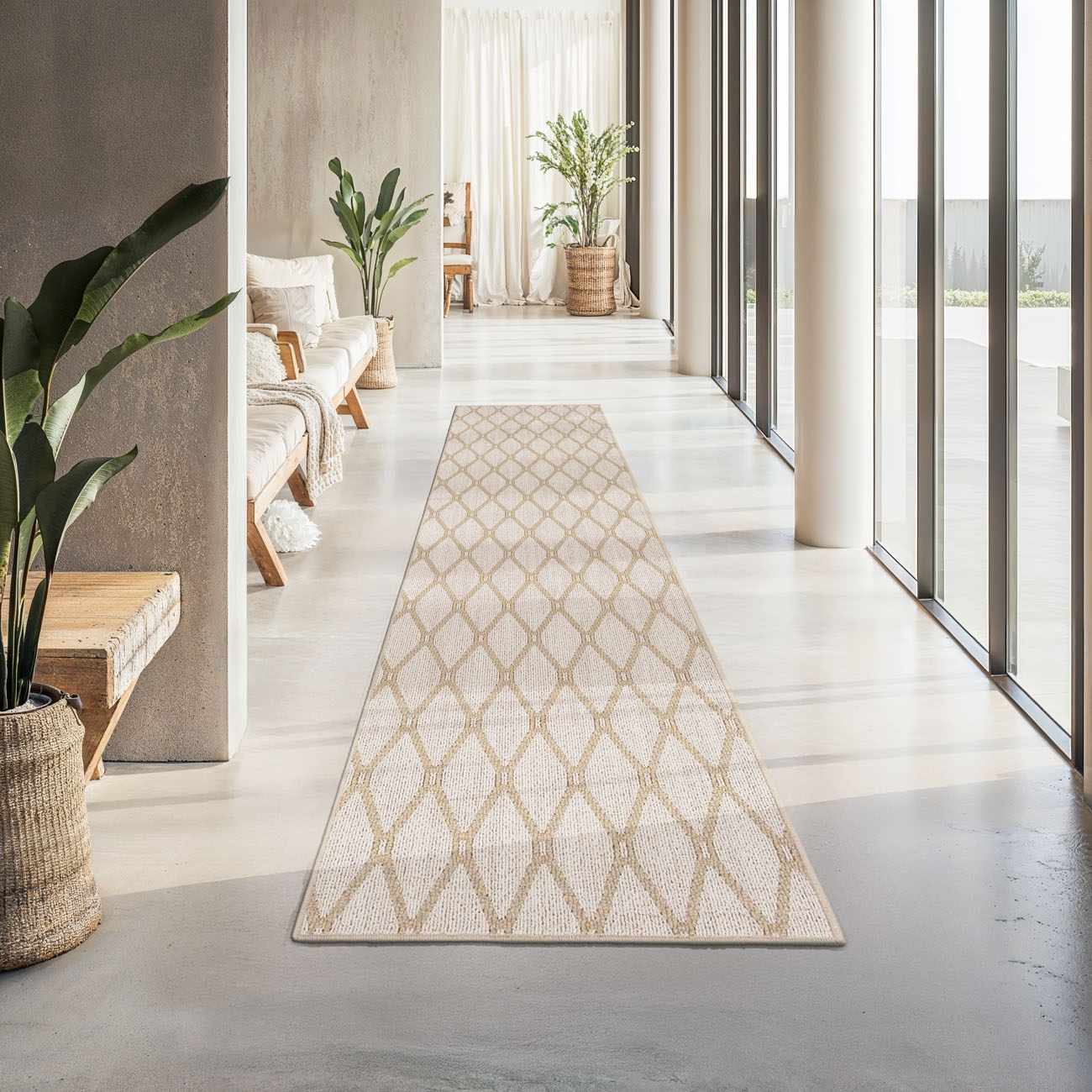 Leilani Beige Cut and Sew Custom Runner Rug