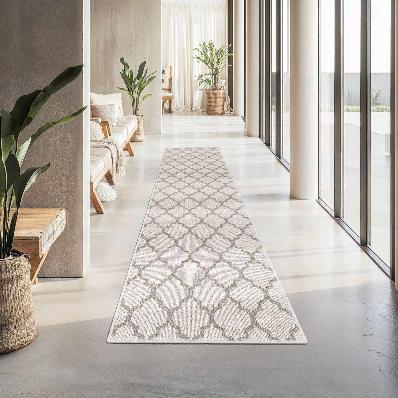 Leora Off White Cut and Sew Custom Runner Rug