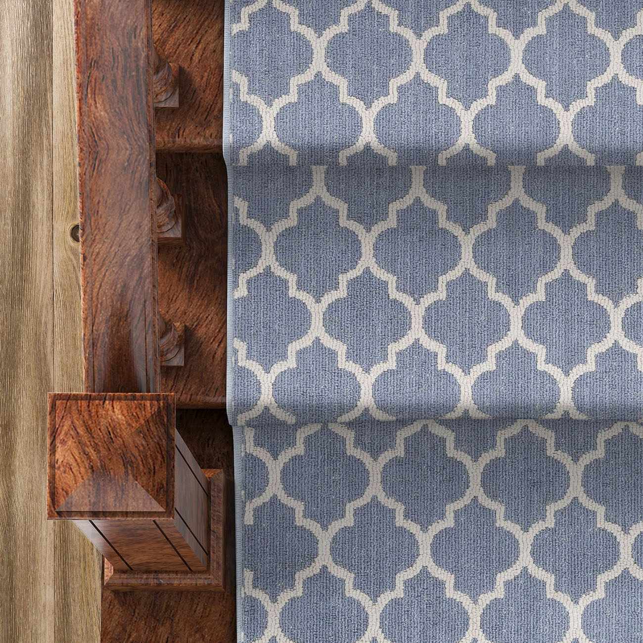 Leora Dark Blue Cut and Sew Custom Runner Rug