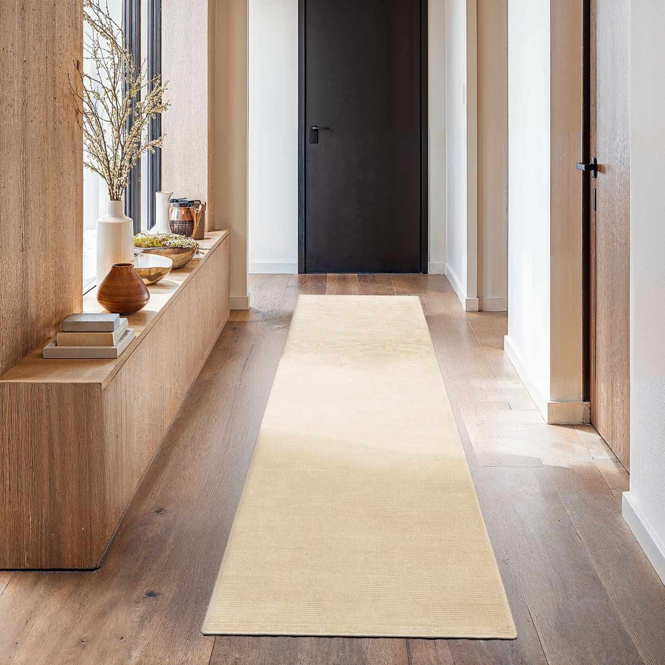 Lori Beige Hand Loomed Cut and Sew Custom Runner Rug