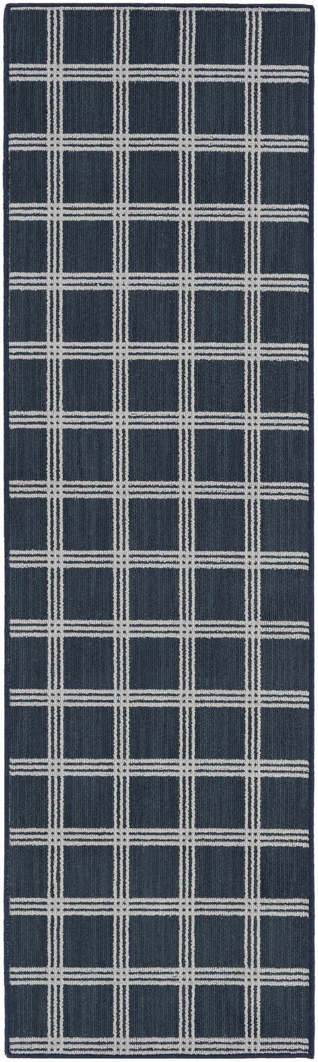 Oretha Navy Checkered Cut and Sew Custom Runner Rug