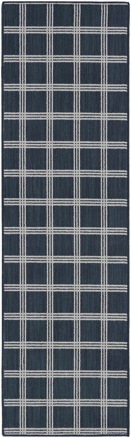 Oretha Navy Checkered Cut and Sew Custom Runner Rug