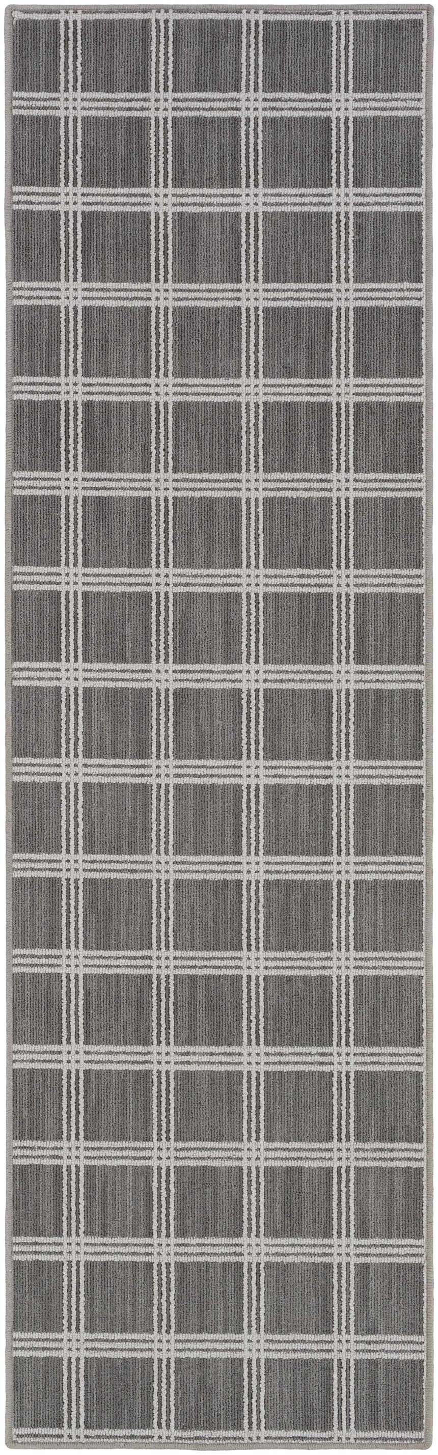 Oretha Gray Checkered Cut and Sew Custom Runner Rug