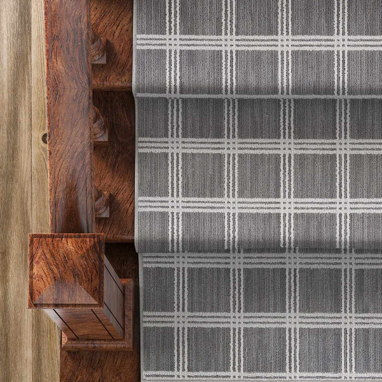 Oretha Gray Checkered Cut and Sew Custom Runner Rug