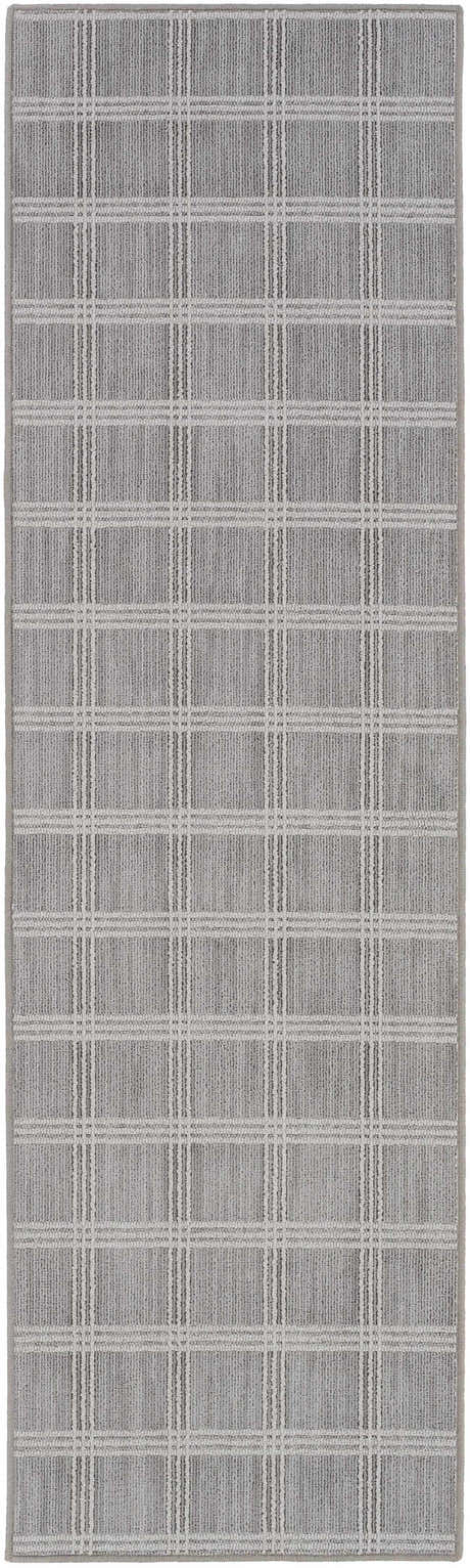 Oretha Light Gray Checkered Cut and Sew Custom Runner Rug