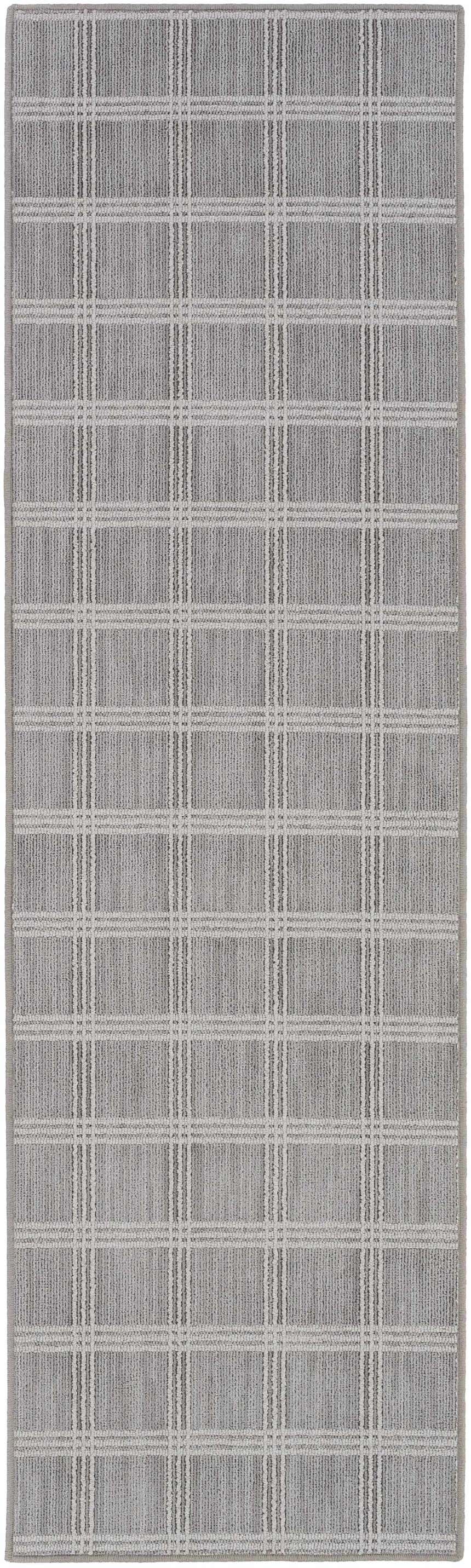 Oretha Light Gray Checkered Cut and Sew Custom Runner Rug