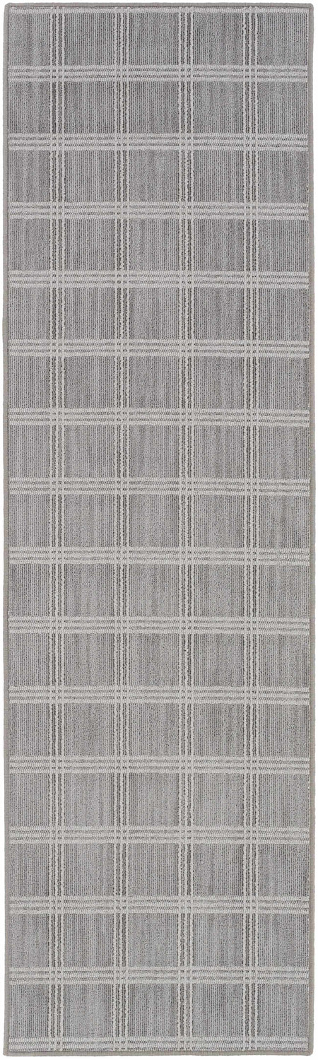Oretha Light Gray Checkered Cut and Sew Custom Runner Rug
