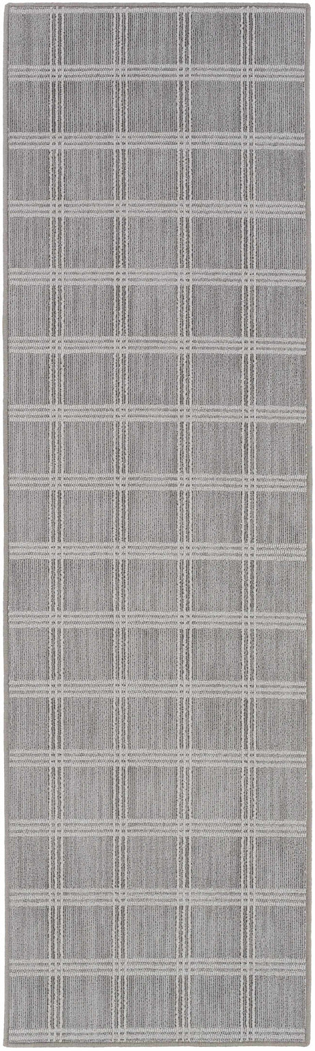 Oretha Light Gray Checkered Cut and Sew Custom Runner Rug