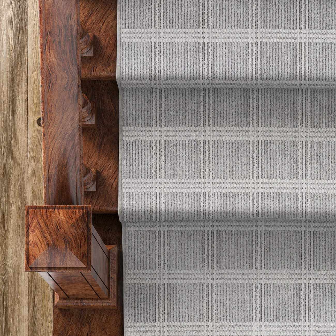 Oretha Light Gray Checkered Cut and Sew Custom Runner Rug