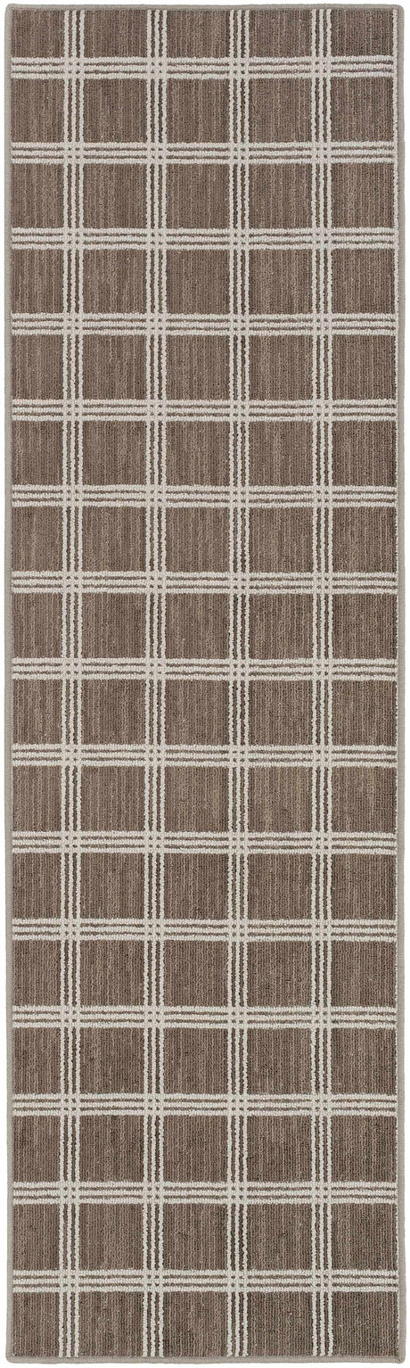 Oretha Brown Checkered Cut and Sew Custom Runner Rug