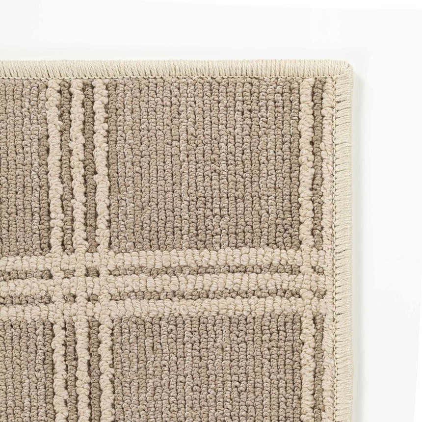 Oretha Dark Beige Checkered Cut and Sew Custom Runner Rug