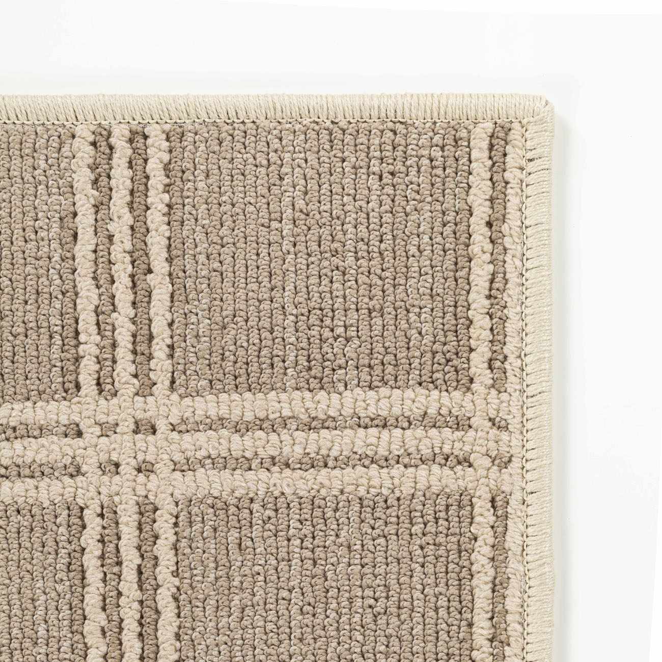 Oretha Dark Beige Checkered Cut and Sew Custom Runner Rug