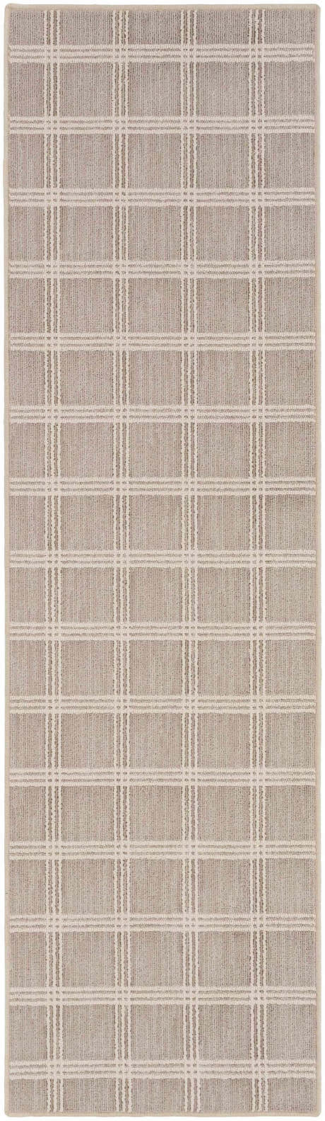 Oretha Dark Beige Checkered Cut and Sew Custom Runner Rug