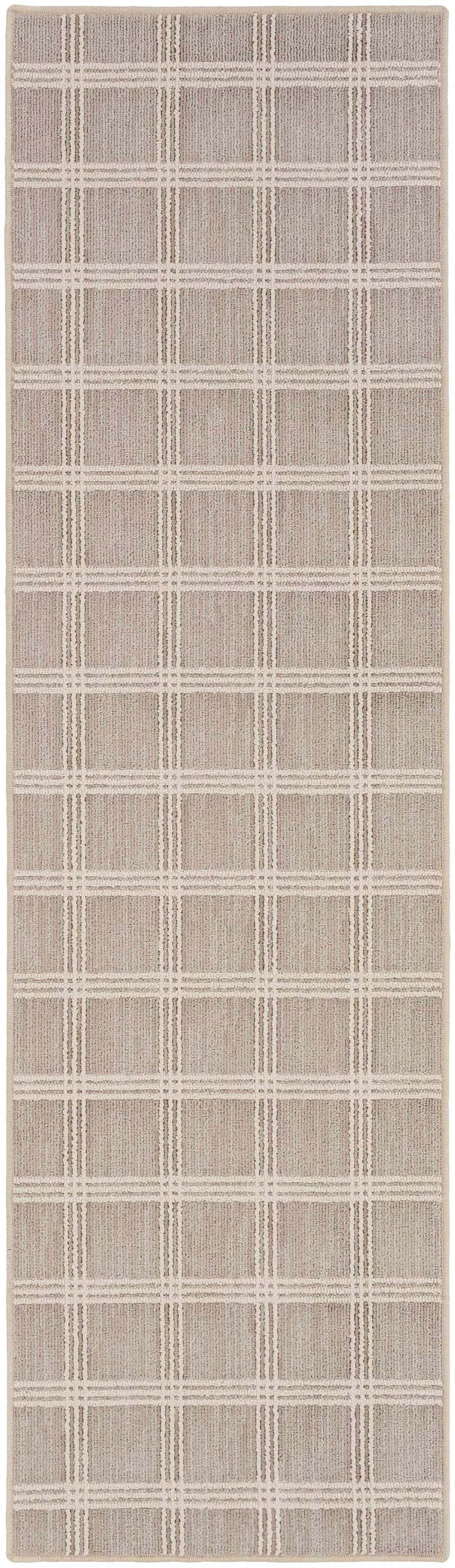 Oretha Dark Beige Checkered Cut and Sew Custom Runner Rug