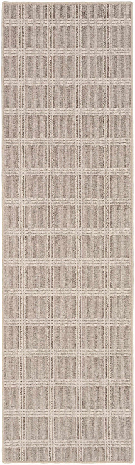 Oretha Dark Beige Checkered Cut and Sew Custom Runner Rug