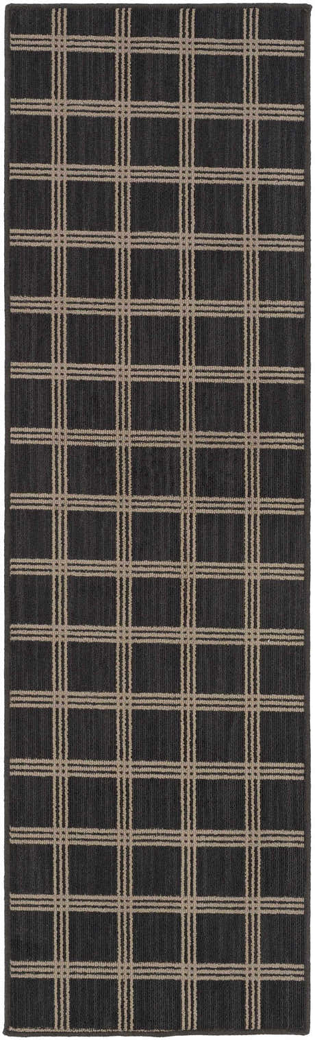 Oretha Charcoal Checkered Cut and Sew Custom Runner Rug