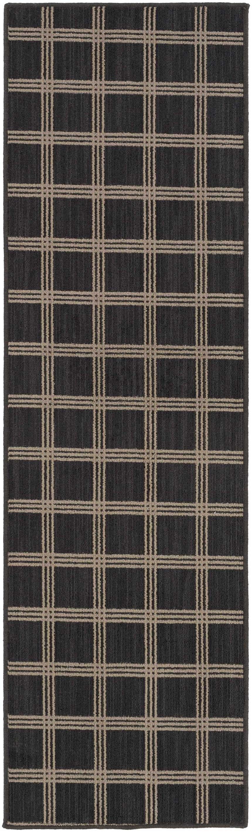 Oretha Charcoal Checkered Cut and Sew Custom Runner Rug