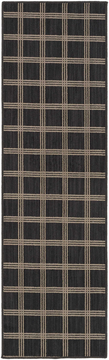 Oretha Charcoal Checkered Cut and Sew Custom Runner Rug