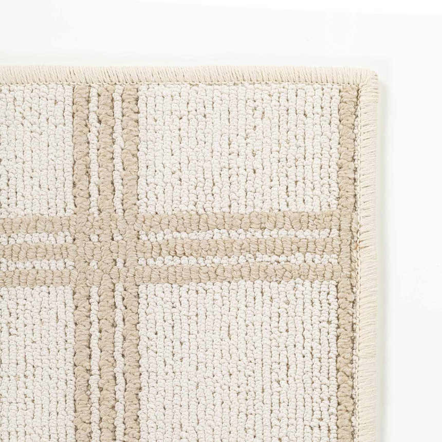 Oretha Beige Checkered Cut and Sew Custom Runner Rug