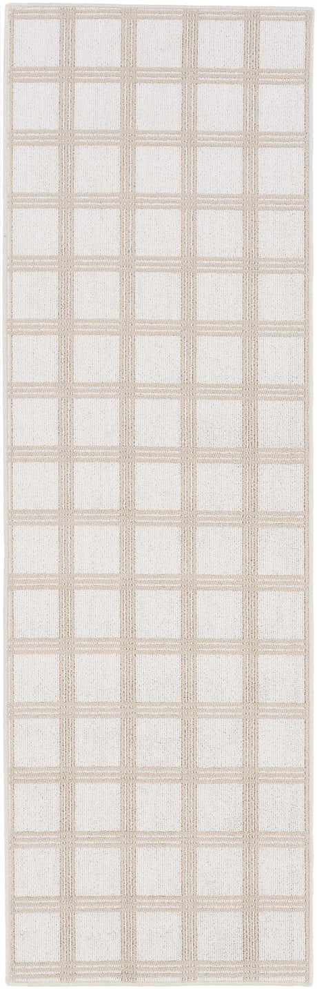 Oretha Beige Checkered Cut and Sew Custom Runner Rug