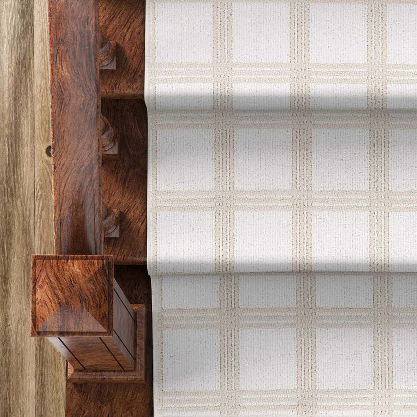 Oretha Beige Checkered Cut and Sew Custom Runner Rug