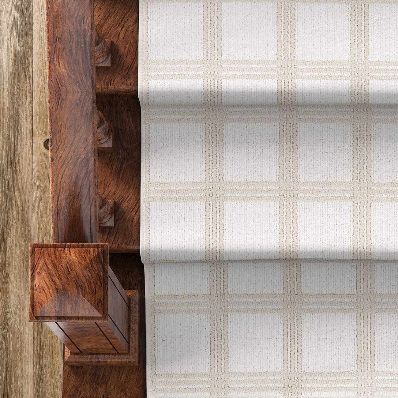 Oretha Beige Checkered Cut and Sew Custom Runner Rug