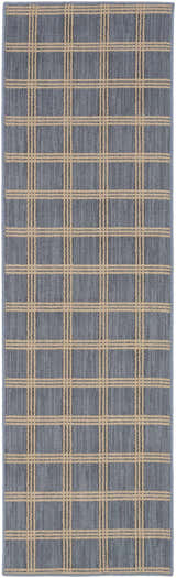 Oretha Light Blue Checkered Cut and Sew Custom Runner Rug