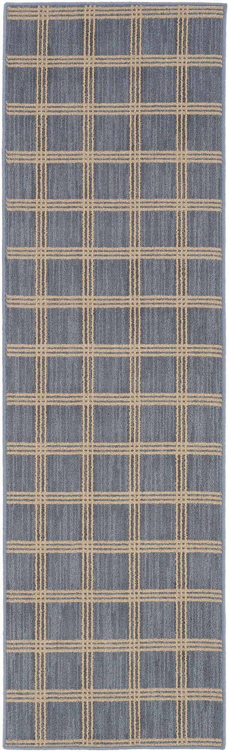 Oretha Light Blue Checkered Cut and Sew Custom Runner Rug