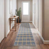 Oretha Light Blue Checkered Cut and Sew Custom Runner Rug