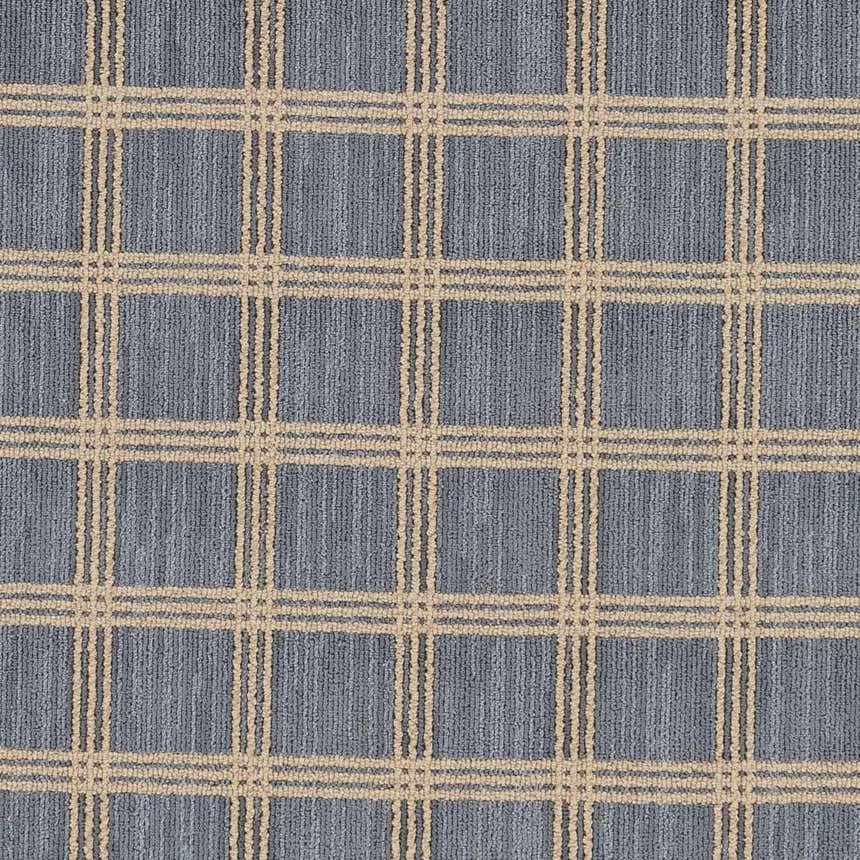 Oretha Light Blue Checkered Cut and Sew Custom Runner Rug