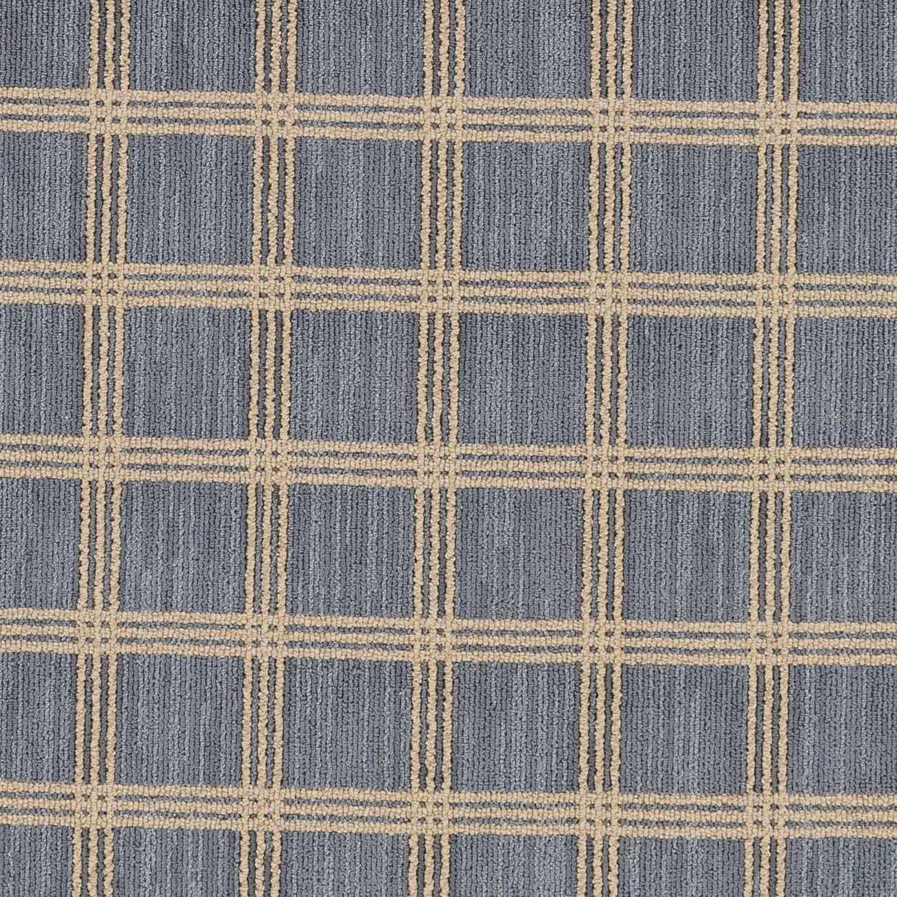 Oretha Light Blue Checkered Cut and Sew Custom Runner Rug