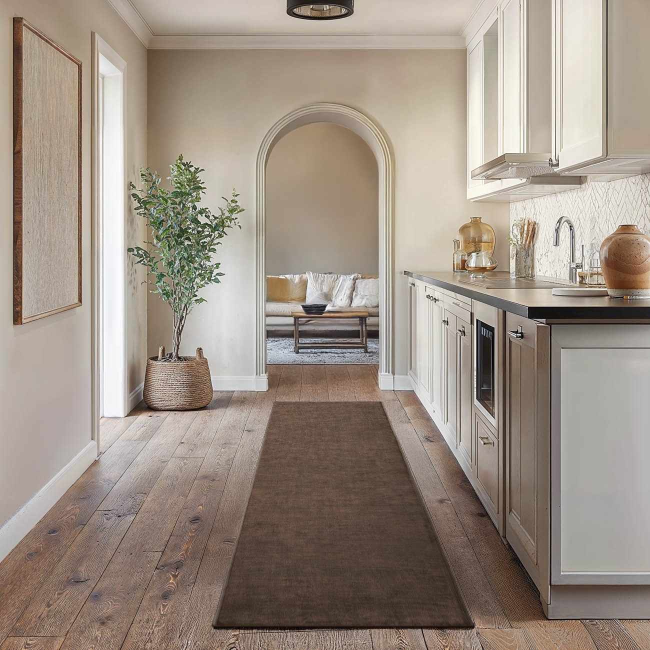 Pamela Dark Brown Hand Loomed Cut and Sew Custom Runner Rug