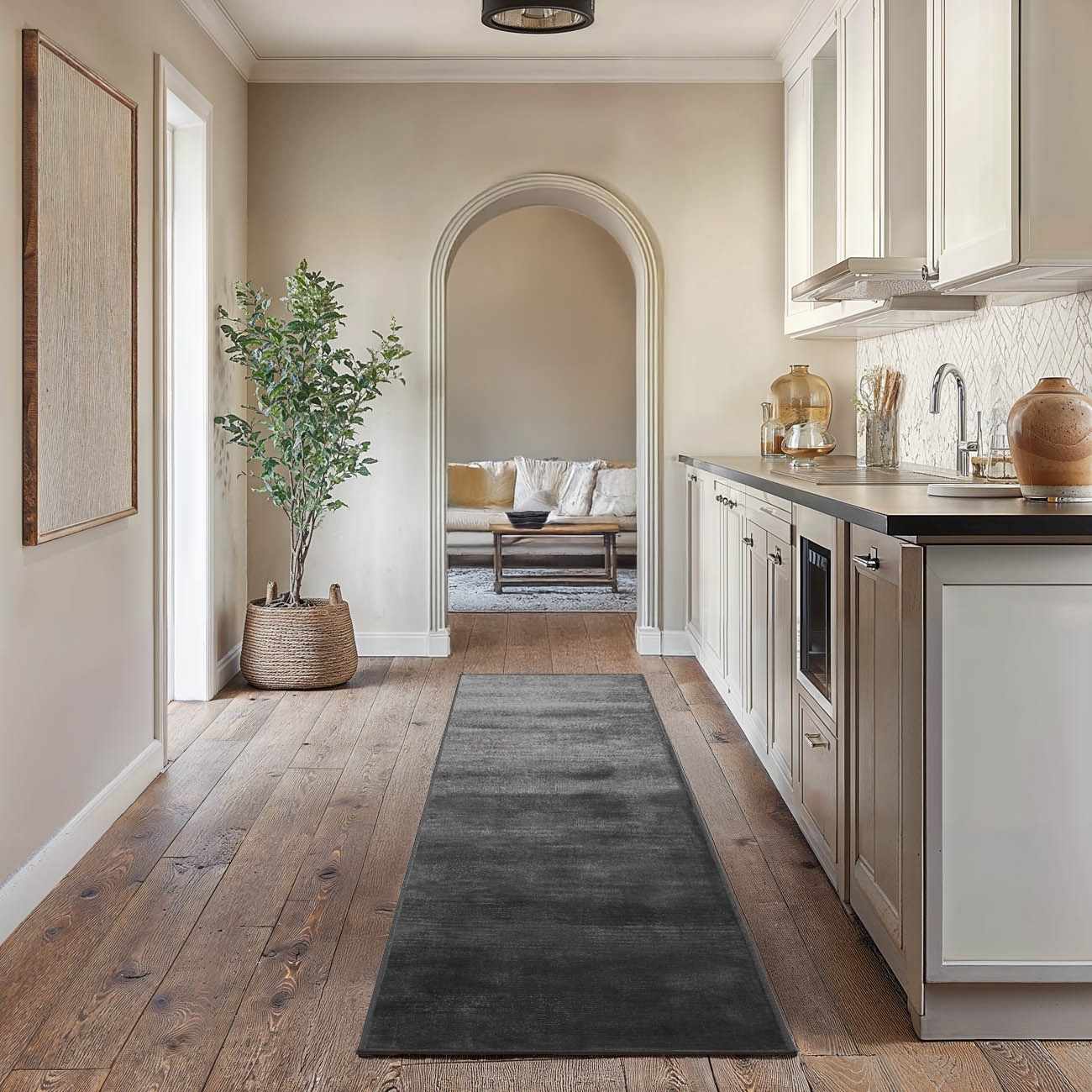 Pamela Black Hand Loomed Cut and Sew Custom Runner Rug