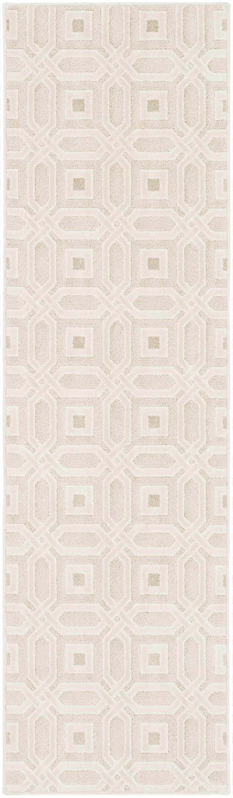 Patrick Beige Geometric Cut and Sew Custom Runner Rug