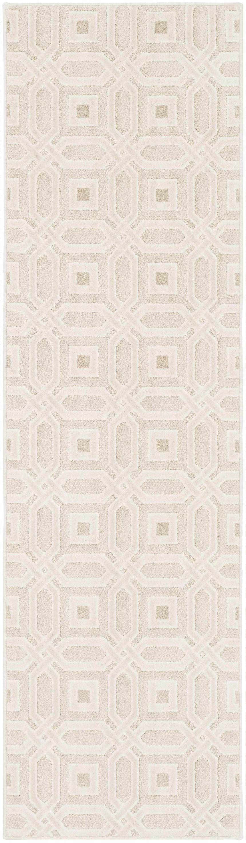 Patrick Beige Geometric Cut and Sew Custom Runner Rug