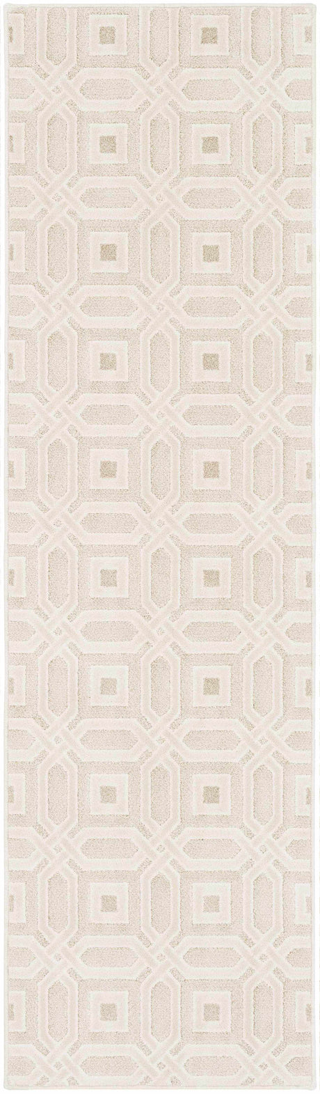 Patrick Beige Geometric Cut and Sew Custom Runner Rug