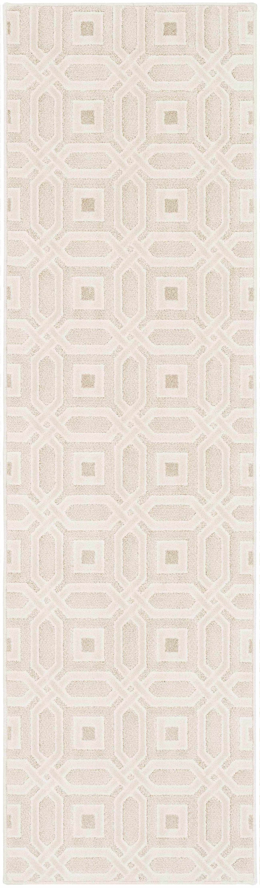 Patrick Beige Geometric Cut and Sew Custom Runner Rug