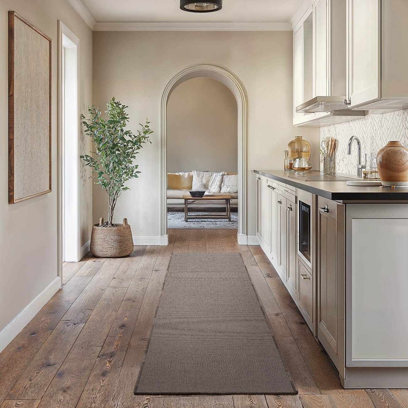 Serap Brown Cut and Sew Custom Runner Rug