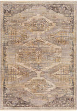 Close-up of the Livabliss Aida Surya AAD-2303 area rug. Beige, gray, and ivory traditional pattern. Machine woven polyester. Design-Rectangle-579