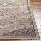 Close up of the Livabliss Aida AAD-2303 rug. Traditional design in beige, gray, ivory, and tan colors. Machine woven texture. Front