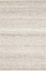 Close-up of the Salvo Luxury Hand Woven Wool Area Rug. Cream and ivory rug with a subtle woven texture and flecks of black. Design-Rectangle