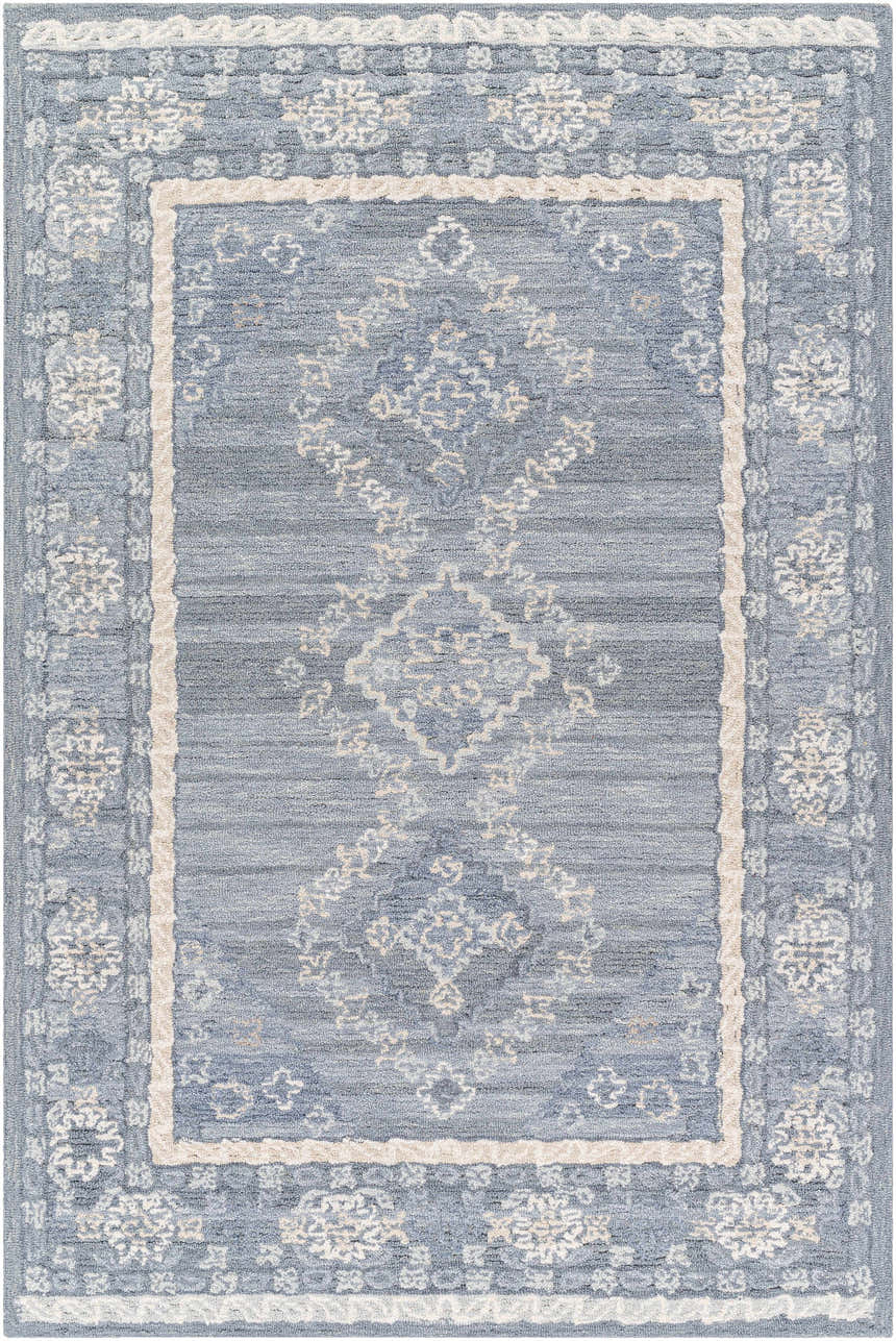Sample Alena Gray Blue Wool Blend Area Rug - Clearance