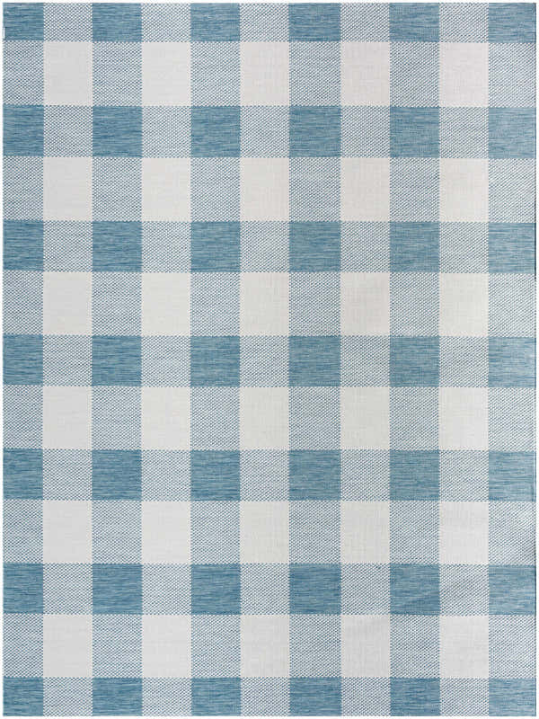 Sample Meris Aqua Blue Plaid Area Rug - Clearance