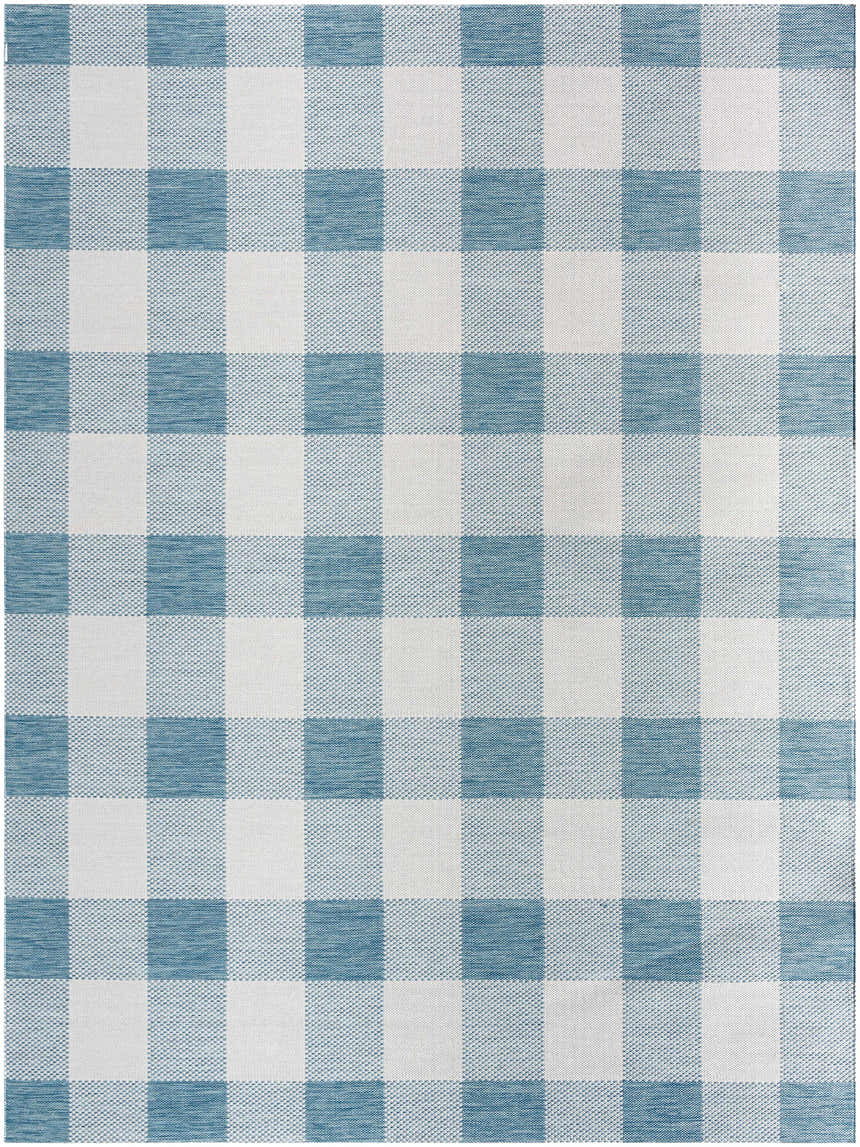 Sample Meris Aqua Blue Plaid Area Rug - Clearance